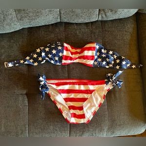 Catalina American Flag Two-Piece Bikini. Top and Bottoms Size Medium.
